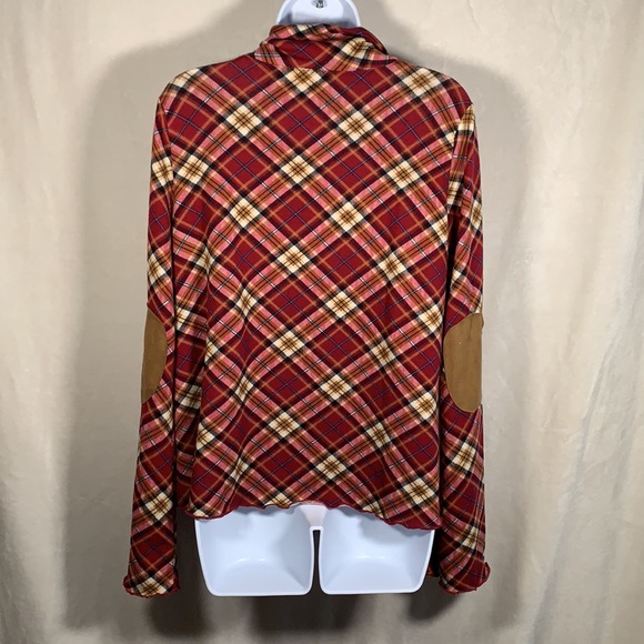 Umgee plaid turtle neck top with bell sleeves. Sm - Picture 2 of 6
